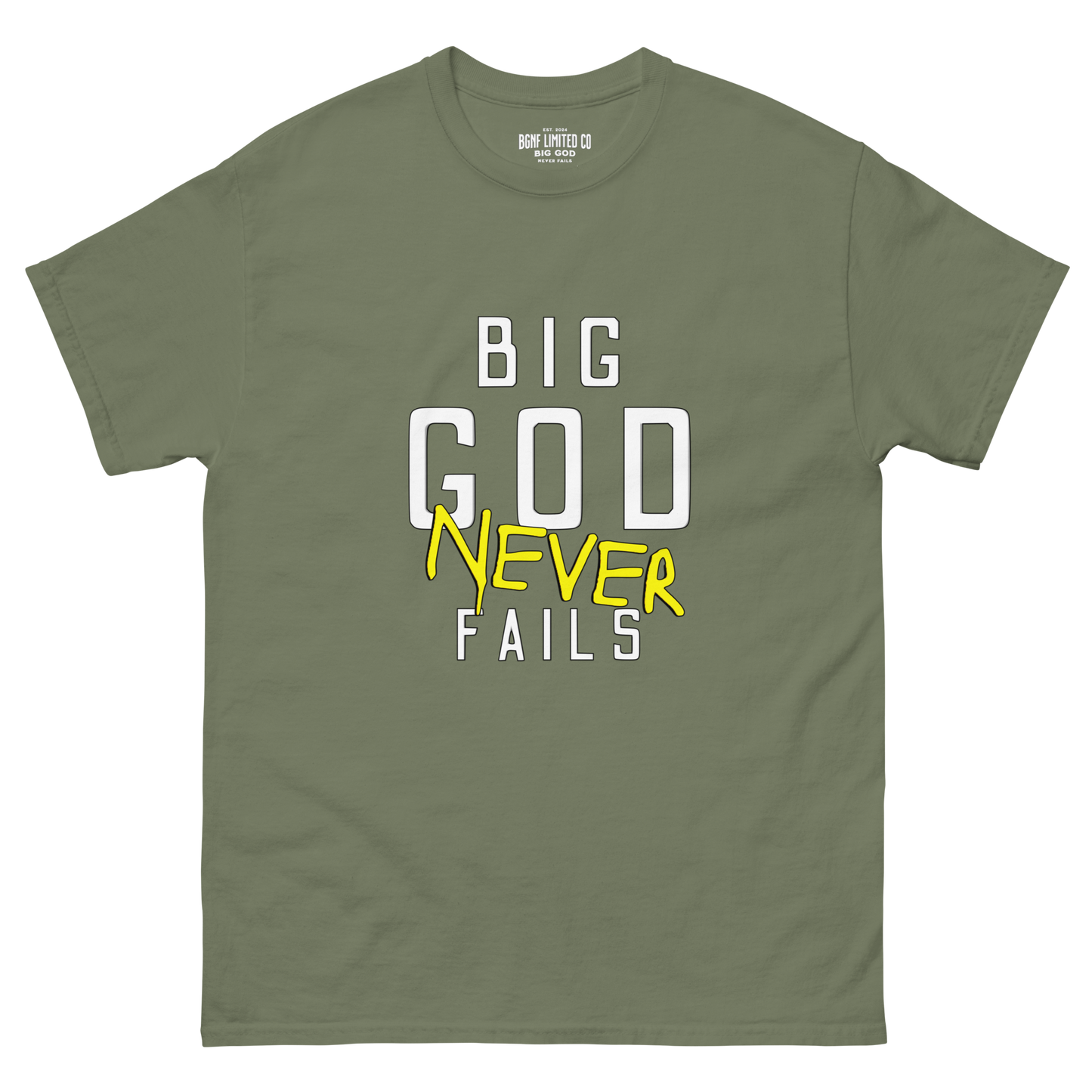 Big God Never Fails - Classic Tee | White N Yellow Print