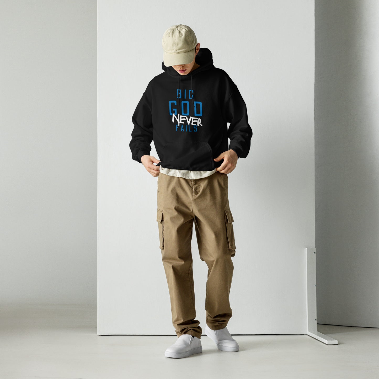 Big God Never Fails Hoodie | Blue N White Print
