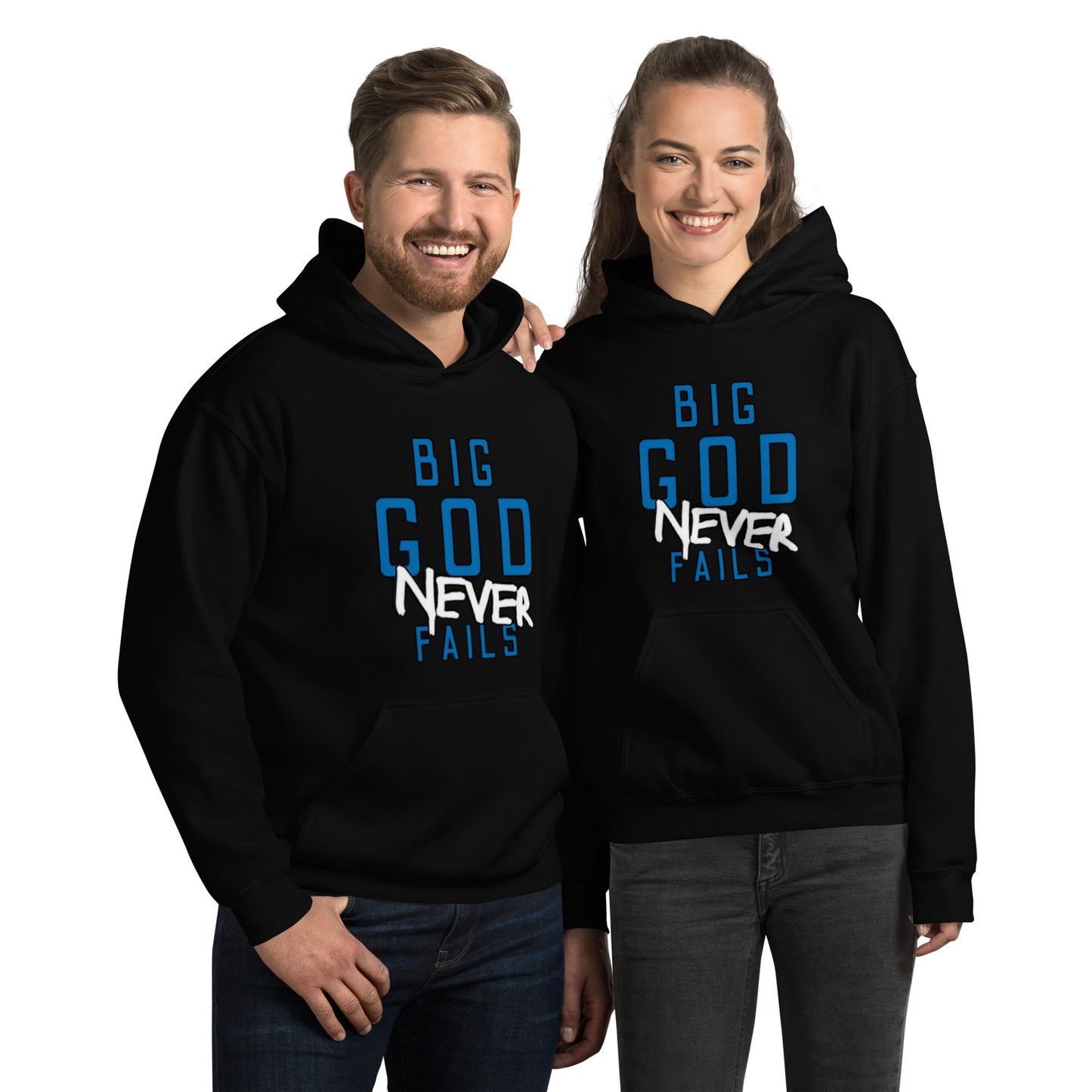 Big God Never Fails Hoodie | Blue N White Print