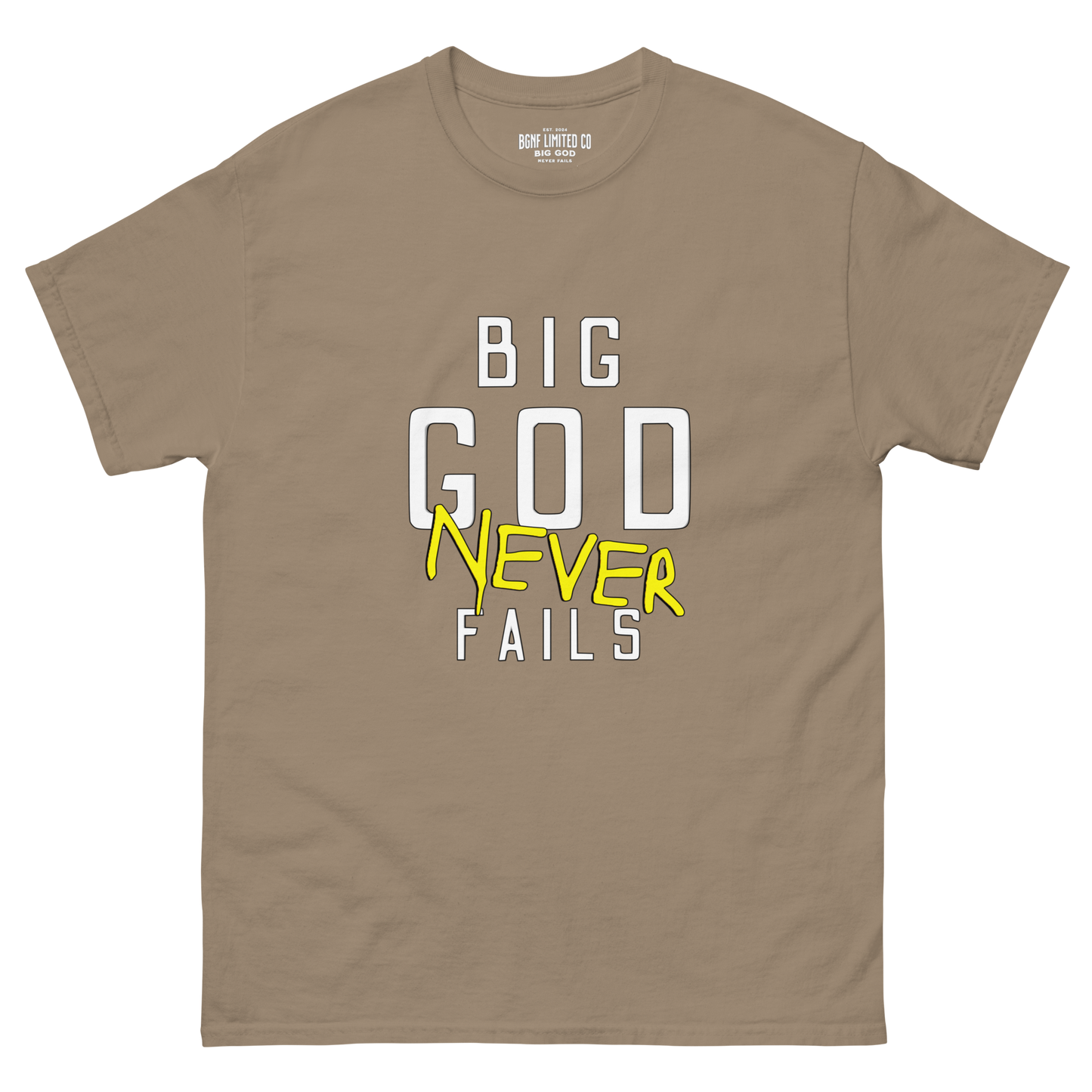 Big God Never Fails - Classic Tee | White N Yellow Print