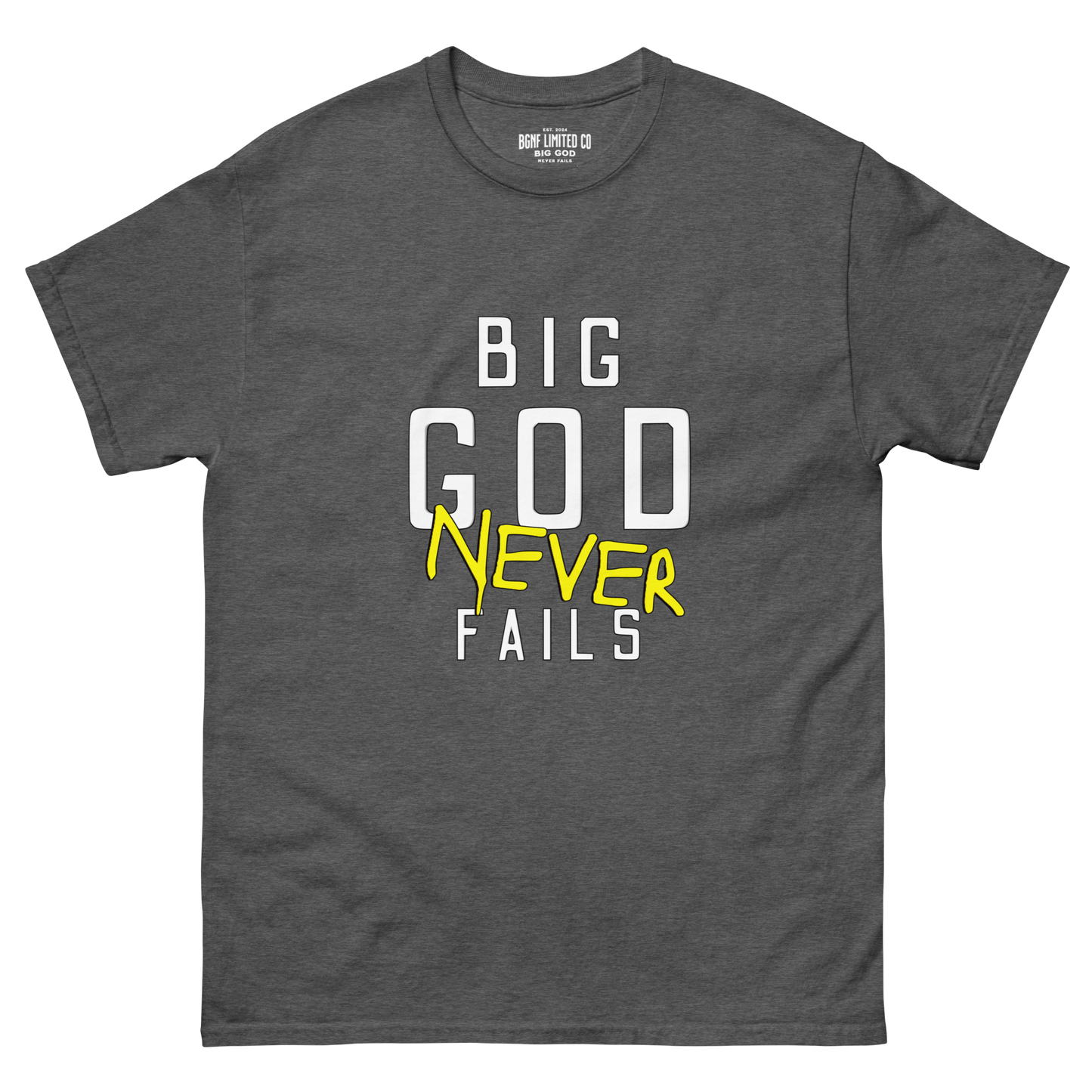 Big God Never Fails - Classic Tee | White N Yellow Print