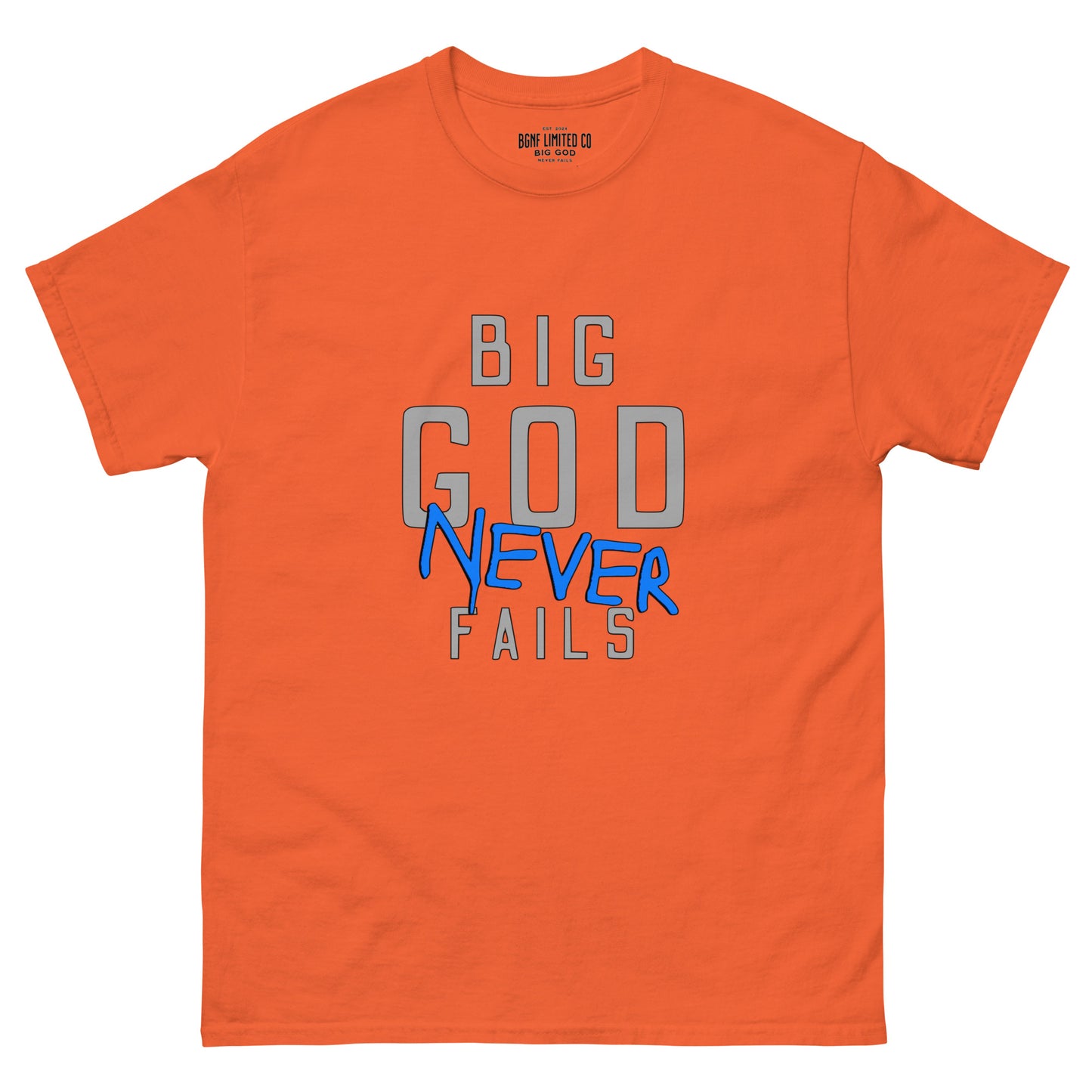 Big God Never Fails - Classic Tee | Grey N Blue Print