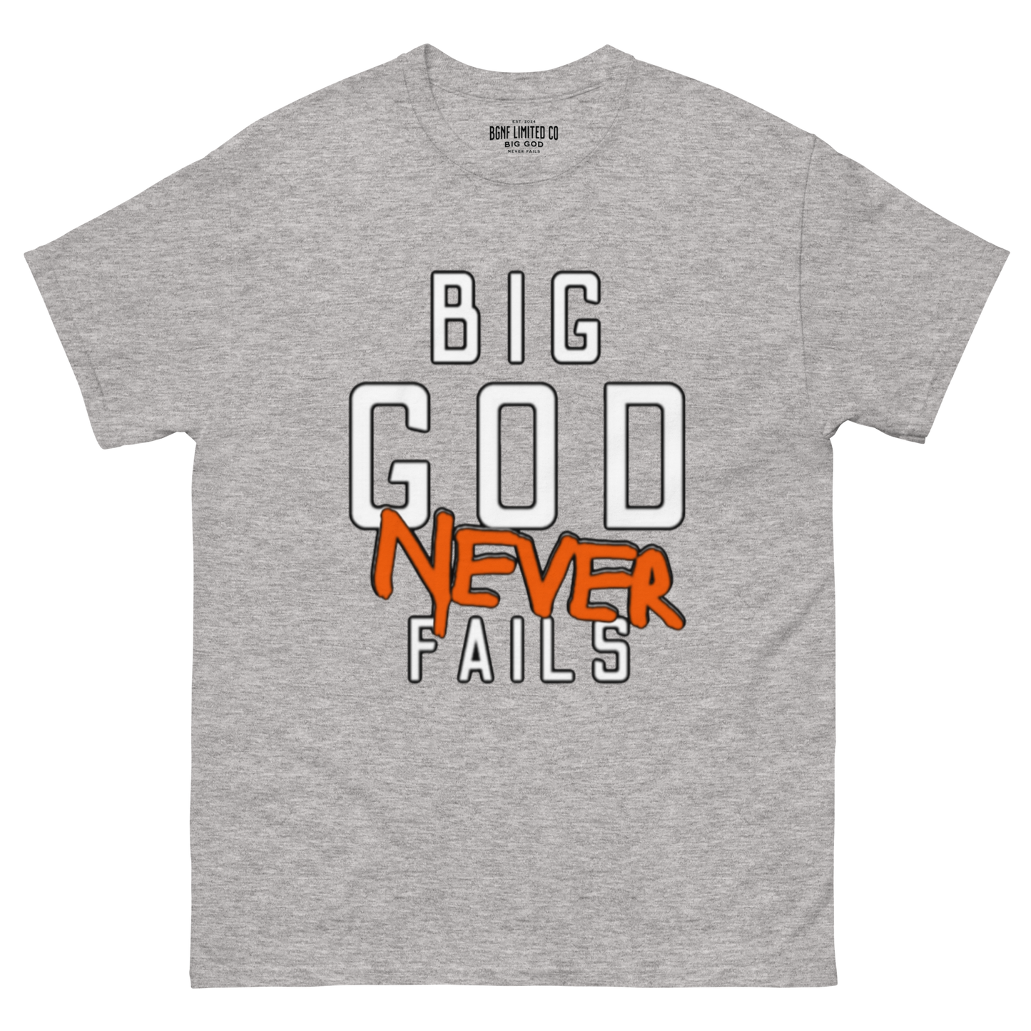 Big God Never Fails - Classic Tee | White N Orange Print