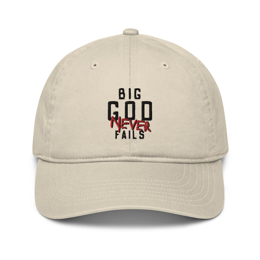 Big God Never Fails - Organic Dad Hat | Black N Red Print