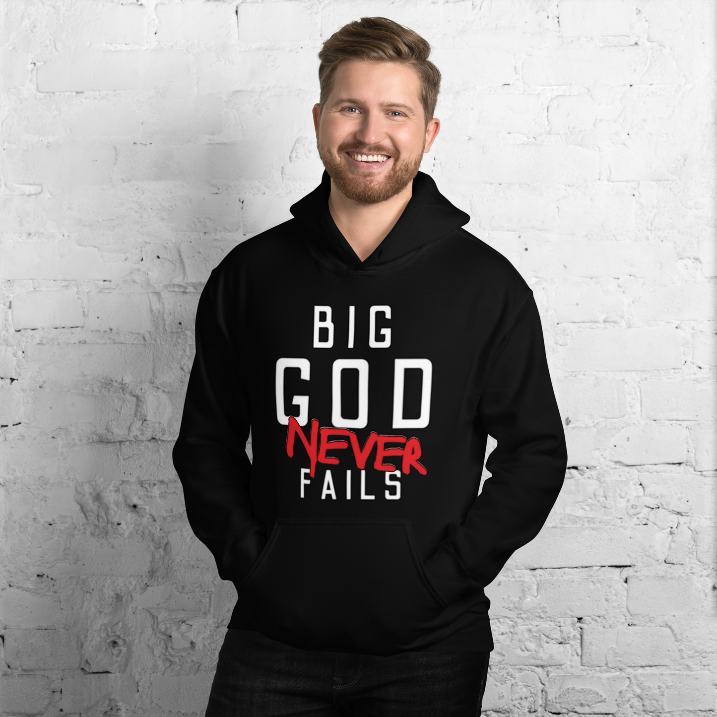 Big God Never Fails Hoodie | White N Red Print