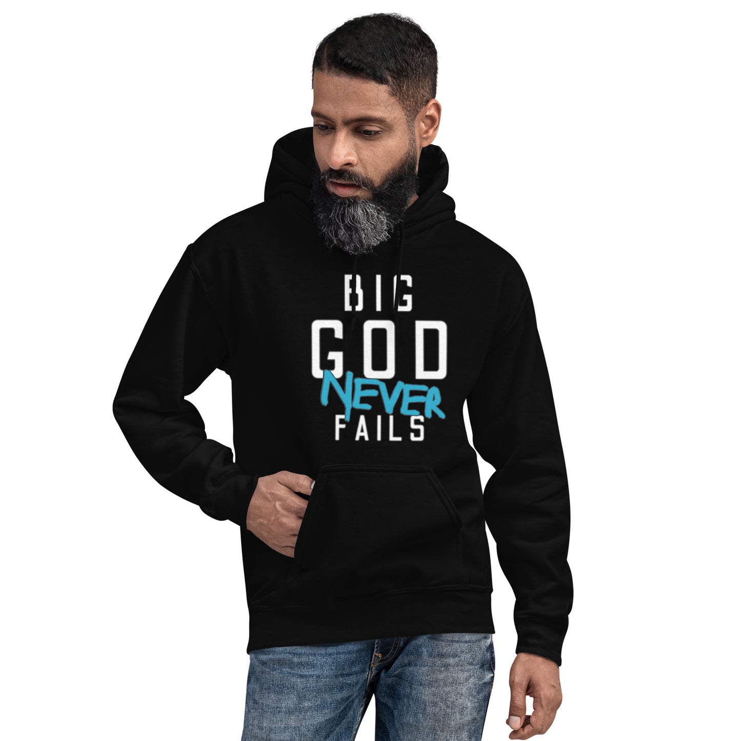 Big God Never Fails Hoodie | White N Blue Print