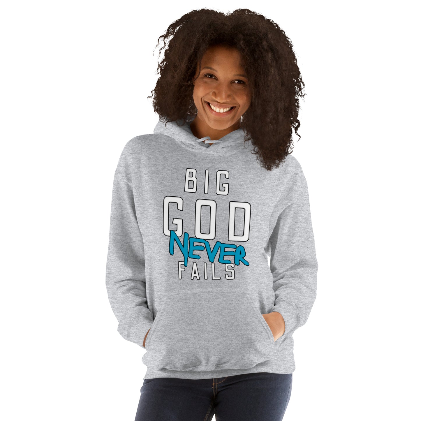 Big God Never Fails Hoodie | White N Blue Print