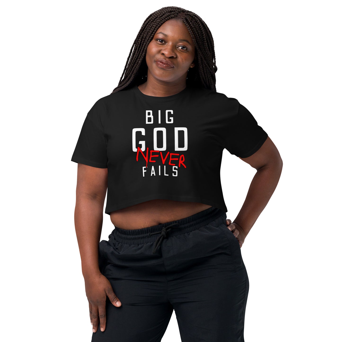 NEW Big God Never Fails - Women’s crop top | White N Red Print